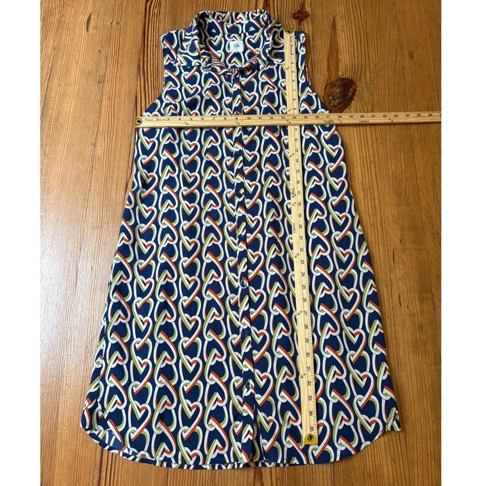 Cabi Heart Chain Tunic Shirt Dress Womens Blue Geometric‎ Sleeveless SIZE Medium